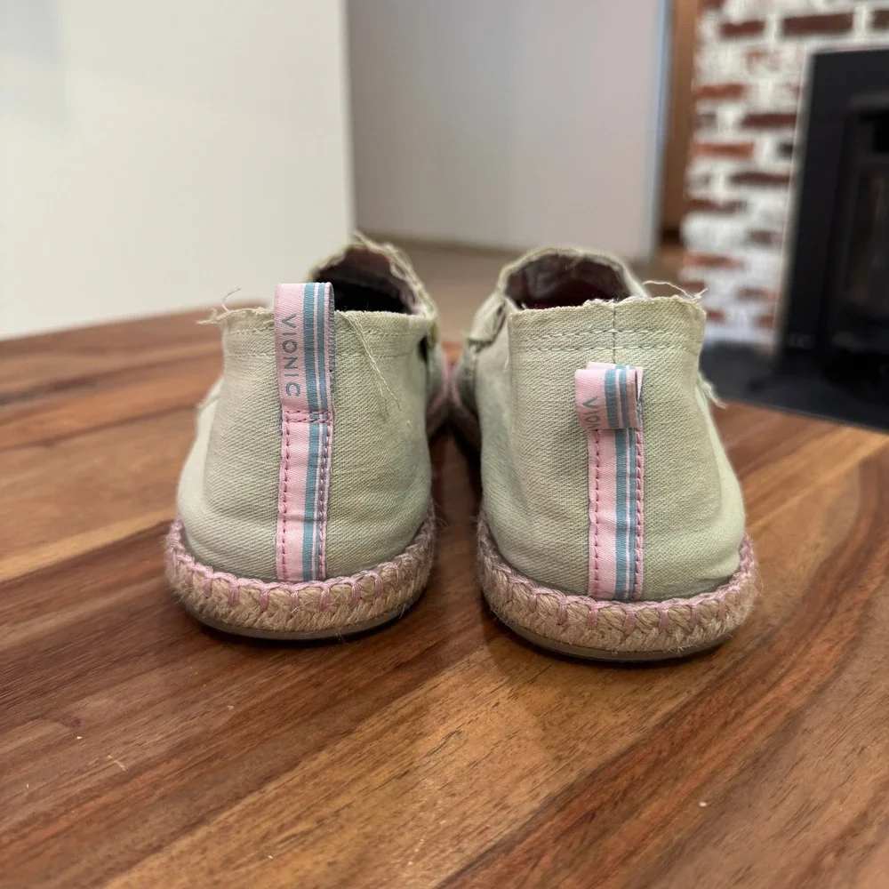 Vionic Beach Laguna Slip On Espadrille Cotton Canvas Loafer Light Green‎ Shoe 11